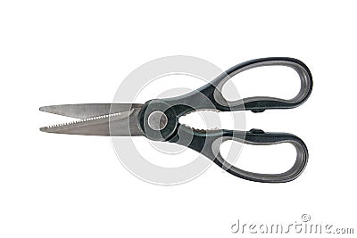 Black versatile scissors isolated on white background Stock Photo