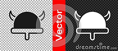 Black Viking in horned helmet icon isolated on transparent background. Vector Vector Illustration