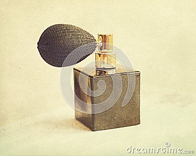 Black vintage bottle of perfume Stock Photo