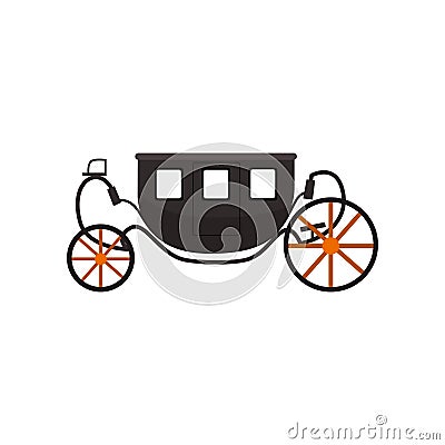 Black vintage brougham, carriage vector Illustration on a white background Vector Illustration