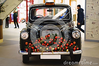 Black vintage car decorated Editorial Stock Photo