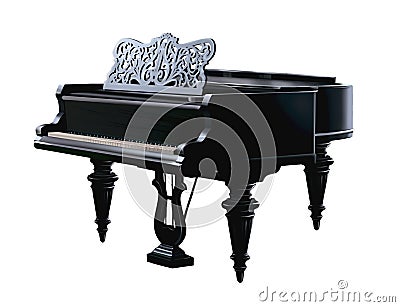 Black vintage piano Cartoon Illustration