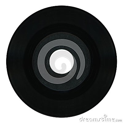 Black vinyl record with blank label over white Stock Photo