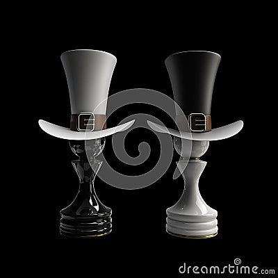 Black vs wihte chess pawn Stock Photo