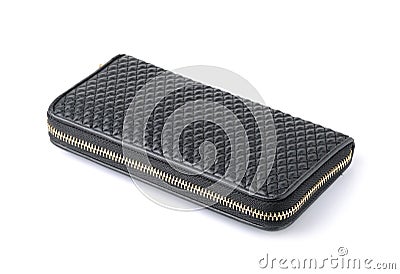 Black wallet leather on a white background Stock Photo