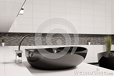 Black washbasin in bathroom 3d Stock Photo