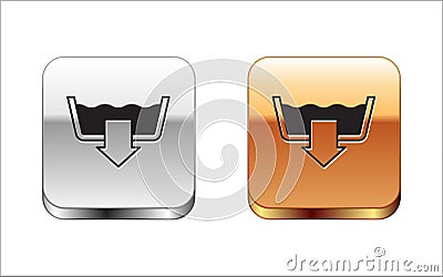Black Washing modes icon isolated on white background. Temperature wash. Silver and gold square buttons. Vector Vector Illustration