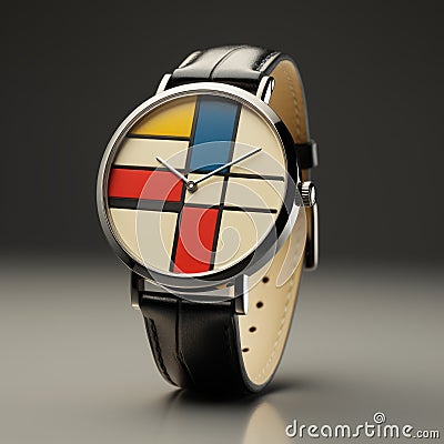 Timeless Grace: Black Watch With De Stijl Artwork Stock Photo