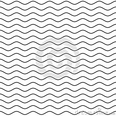 Black Wavy Line Seamless Pattern Vector Illustration