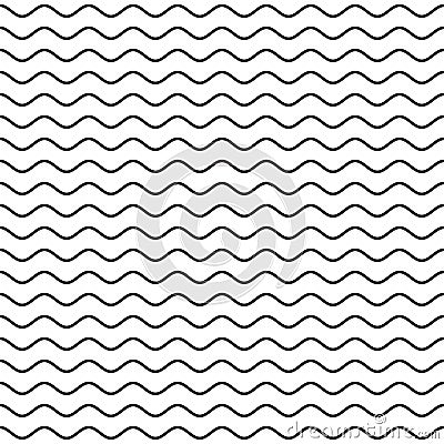 Black Wavy Line Seamless Pattern Vector Illustration