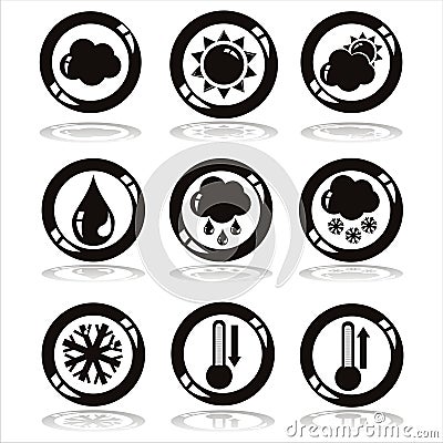 Black weather signs Vector Illustration