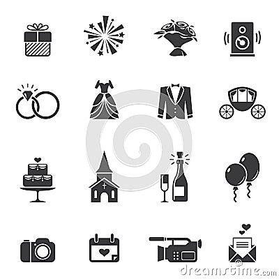 Black wedding icons Vector Illustration