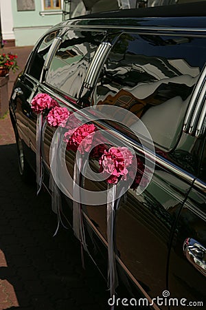 Black wedding limousine Stock Photo