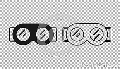 Black Welding glasses icon isolated on transparent background. Protective clothing and tool worker. Vector Vector Illustration