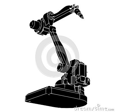 Black welding robot Vector Illustration