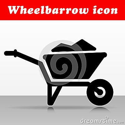 Black wheelbarrow vector icon design Vector Illustration