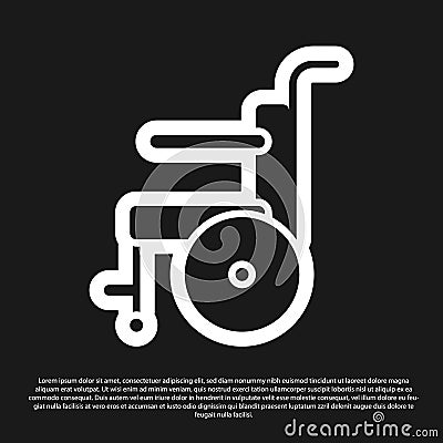 Black Wheelchair for disabled person icon isolated on black background. Vector Illustration Vector Illustration