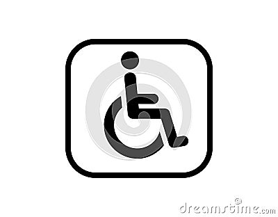 Black wheelchair logo isolated on a white background Vector Illustration