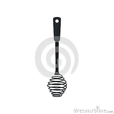 Black whisk dough on white background. Whipping tool. Vector Illustration