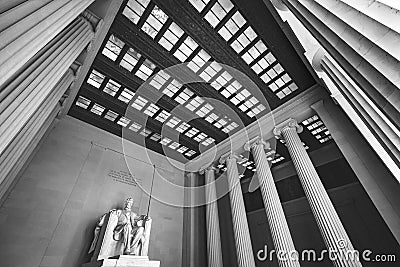 Black White Abraham Lincoln Statue Memorial Washington DC Editorial Stock Photo