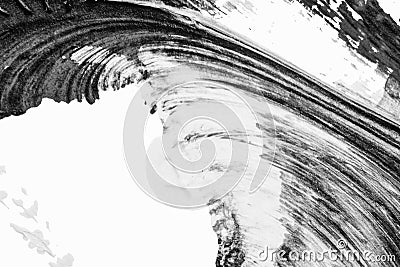 Black white abstract acrylic painting color texture on white background by using inkblot method Stock Photo