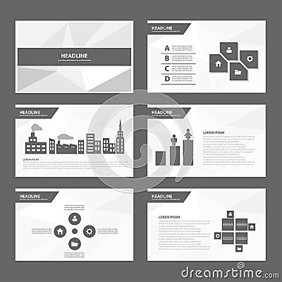 Black white Abstract Brochure report flyer magazine presentation element template a4 size set for advertising marketing website Vector Illustration