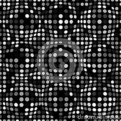Black and white abstract dotted seamless pattern. Texture with spheres, billowy dots for your designs. Vector Illustration