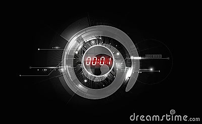 Black White Abstract Futuristic Technology Background with Red Digital number timer concept and countdown, vector illustration Vector Illustration