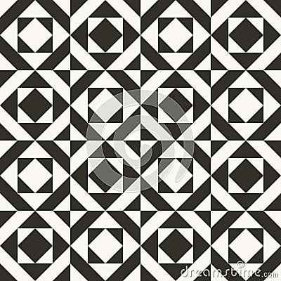 Black and white abstract geometric quilt pattern Vector Illustration