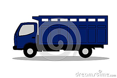 blue abstract line art illustration pick up car, small car for cargo Cartoon Illustration