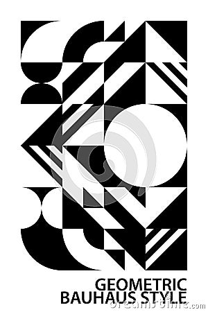 Black White Abstract Pattern Background Bauhaus Style Vector Illustration