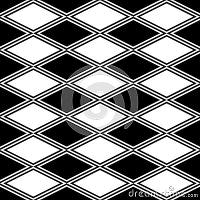 Black and white abstract pattern with rhombus Vector Illustration