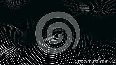 Black and white Abstract Trapcode Form digital particle wave and lights background. Animation cyber or technology background. Stock Photo