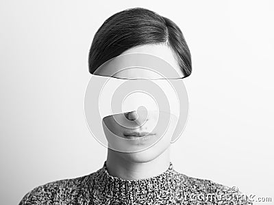 Black and White Abstract Woman Portrait Of Identity Theft Stock Photo