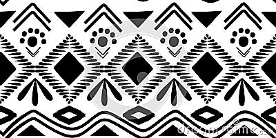 Black and white african ancient motif seamless pattern monochrome colors vector illustration for fashion textile ready for print Vector Illustration