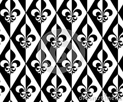 Black and white alternating Fleur-de-lis half and half dot Stock Photo