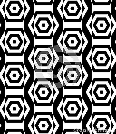 Black and white alternating rectangles cut through hexagons vert Stock Photo