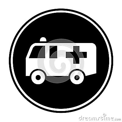 black and white ambulance icon illustration Cartoon Illustration