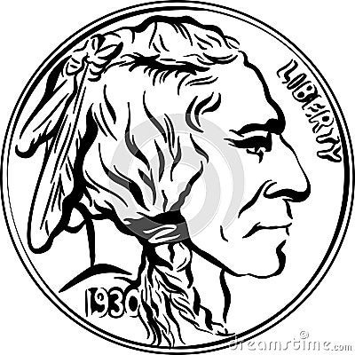 Vector American Buffalo gold coin Vector Illustration