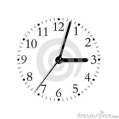 Black white analogue clock face dial, isolated Stock Photo