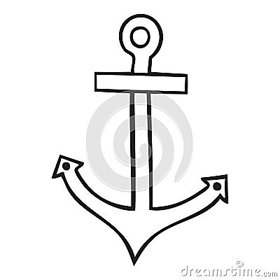 Black and white isolated anchor vector icon Vector Illustration