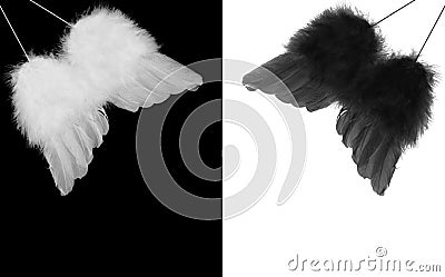 Black and white angel wings Stock Photo