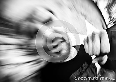 Black and white arab street fighting abstraction Stock Photo