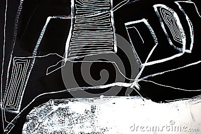 Black and white art/ Abstract art background. Acrylic painting on canvas. Color texture. Fragment of artwork. Brushstrokes Stock Photo