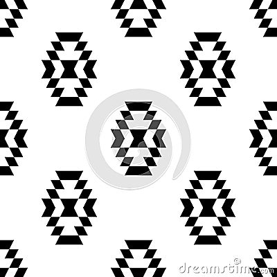 Black and white aztec ornament geometric ethnic seamless pattern, Stock Photo