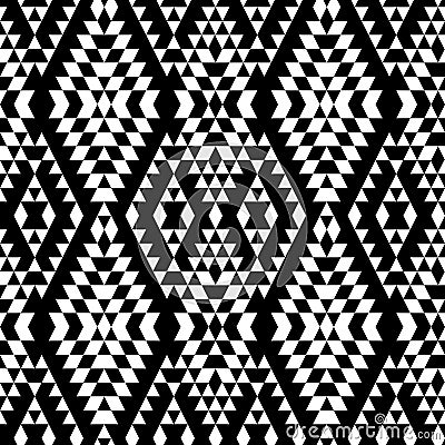 Black and white aztec striped ornaments geometric ethnic seamless pattern, vector Vector Illustration
