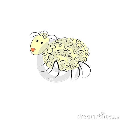 Black and white baby lamb very cute Vector Illustration