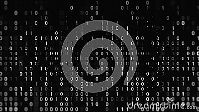 Black and white background with code zero and one. Animation. Binary code on black background. Failure in binary code Stock Photo