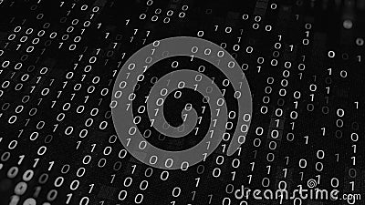 Black and white background with code zero and one. Animation. Binary code on black background. Failure in binary code Stock Photo