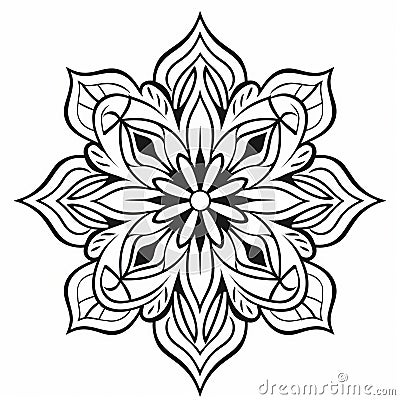 Unique Mandala Coloring Page With Elaborate Decorations Stock Photo